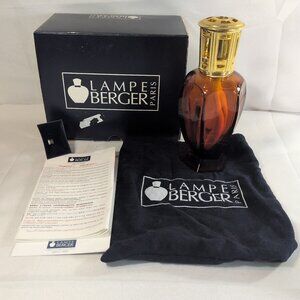 Lampe Berger Fragrance Oil Lamp Red Gold Top Athena Diffuser 3909 Glass RARE